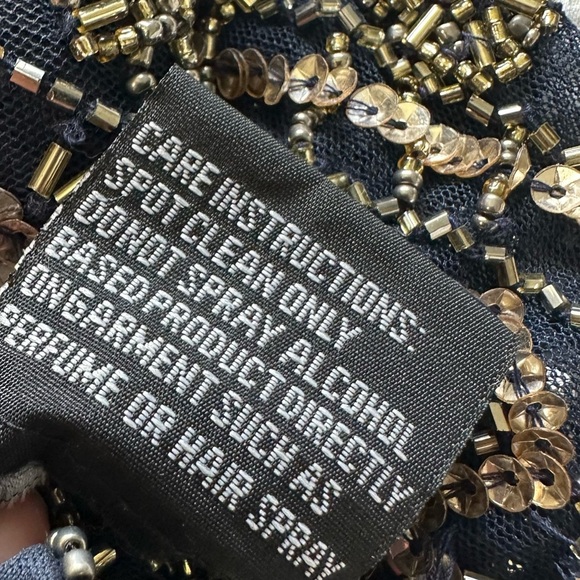 Pisarro nights blue navy and Gold Beaded Dress size 4 - Picture 14 of 16